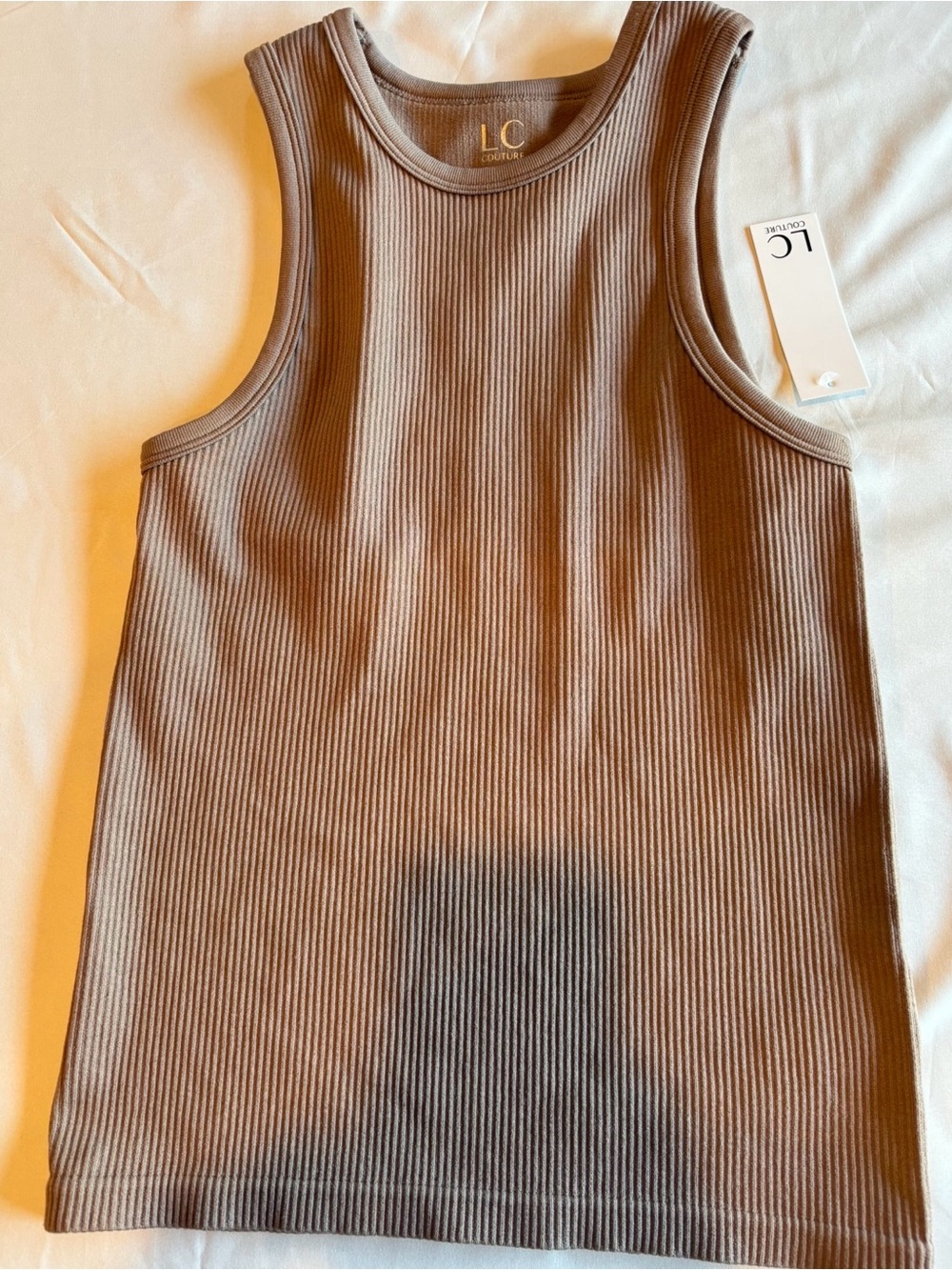 Ribbed Tank Top in Taupe